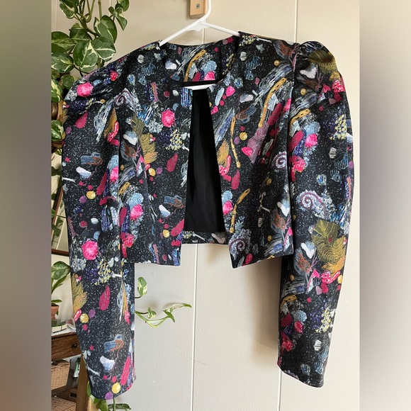 & Other Stories size 4 cropped ruffle shoulder long sleeve jacket - Picture 1 of 3